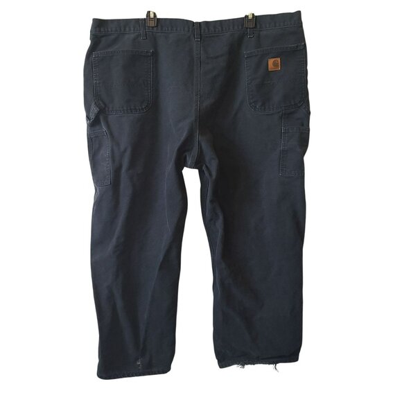 Carhartt Mens Black Pants Size 48 x 30 Worn Faded Distressed Dungaree Work Pants - Picture 9 of 16